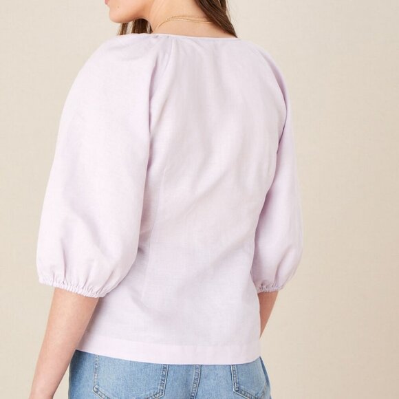 Eddie Bauer Tops - Eddie Bauer Lilac Lavender Purple Linen Minimalist Peasant Tunic Blouse Top L
